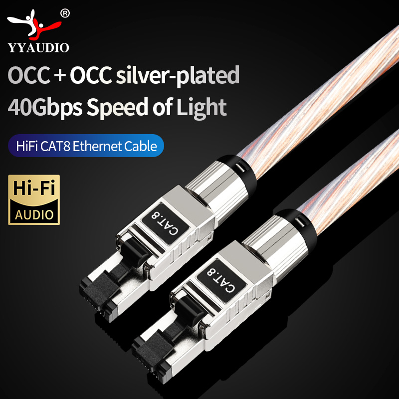 Lan Cable Gaming - HiFi Copper Silver Braided Cat8 High