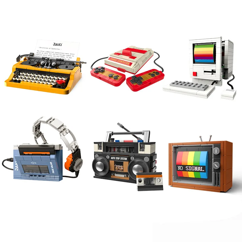 Gaming Console Vintage - Retro DIY Building Blocks TV Radio