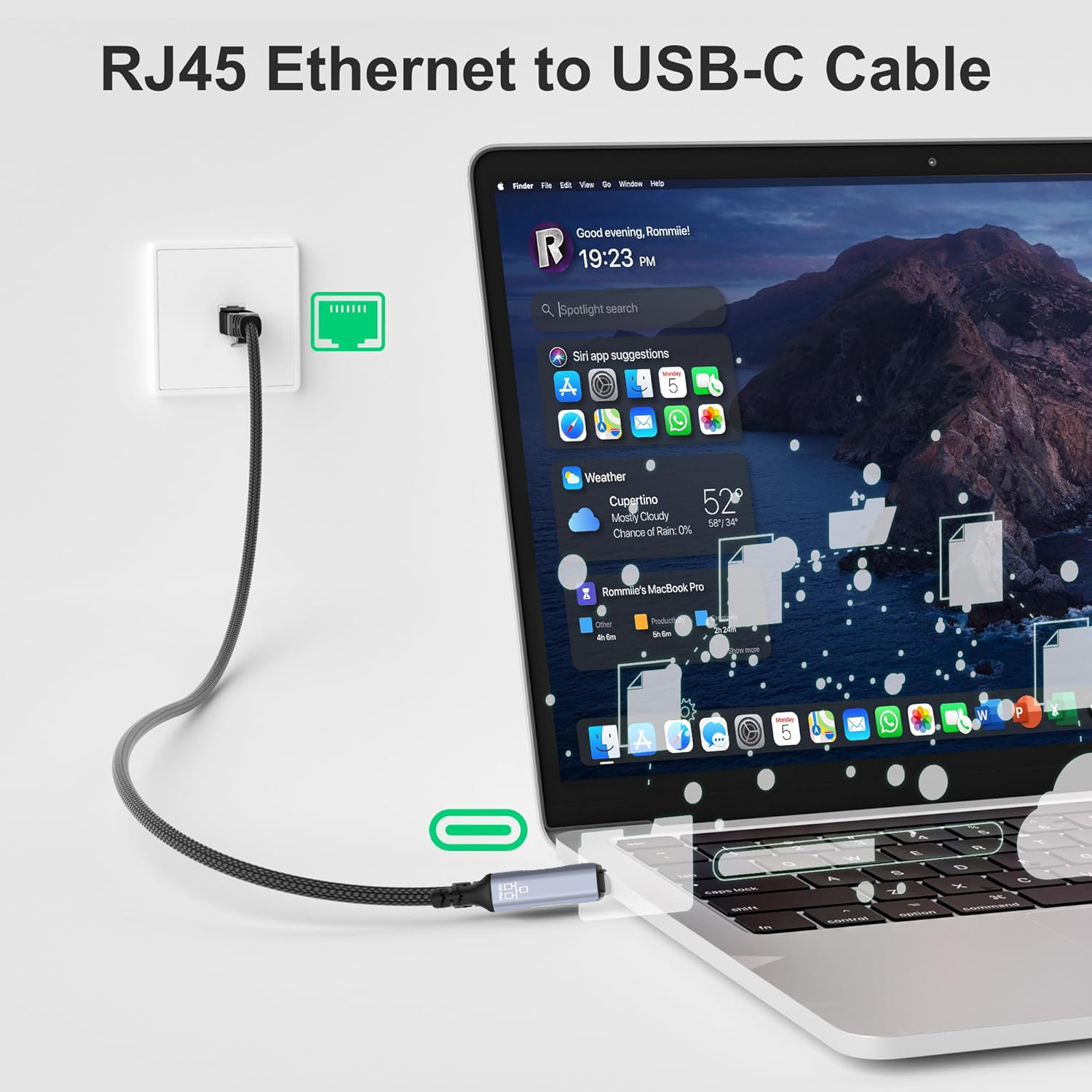 1.8M USB Type-C to RJ45 Ethern - Lan Cable Gaming avaliação e preço