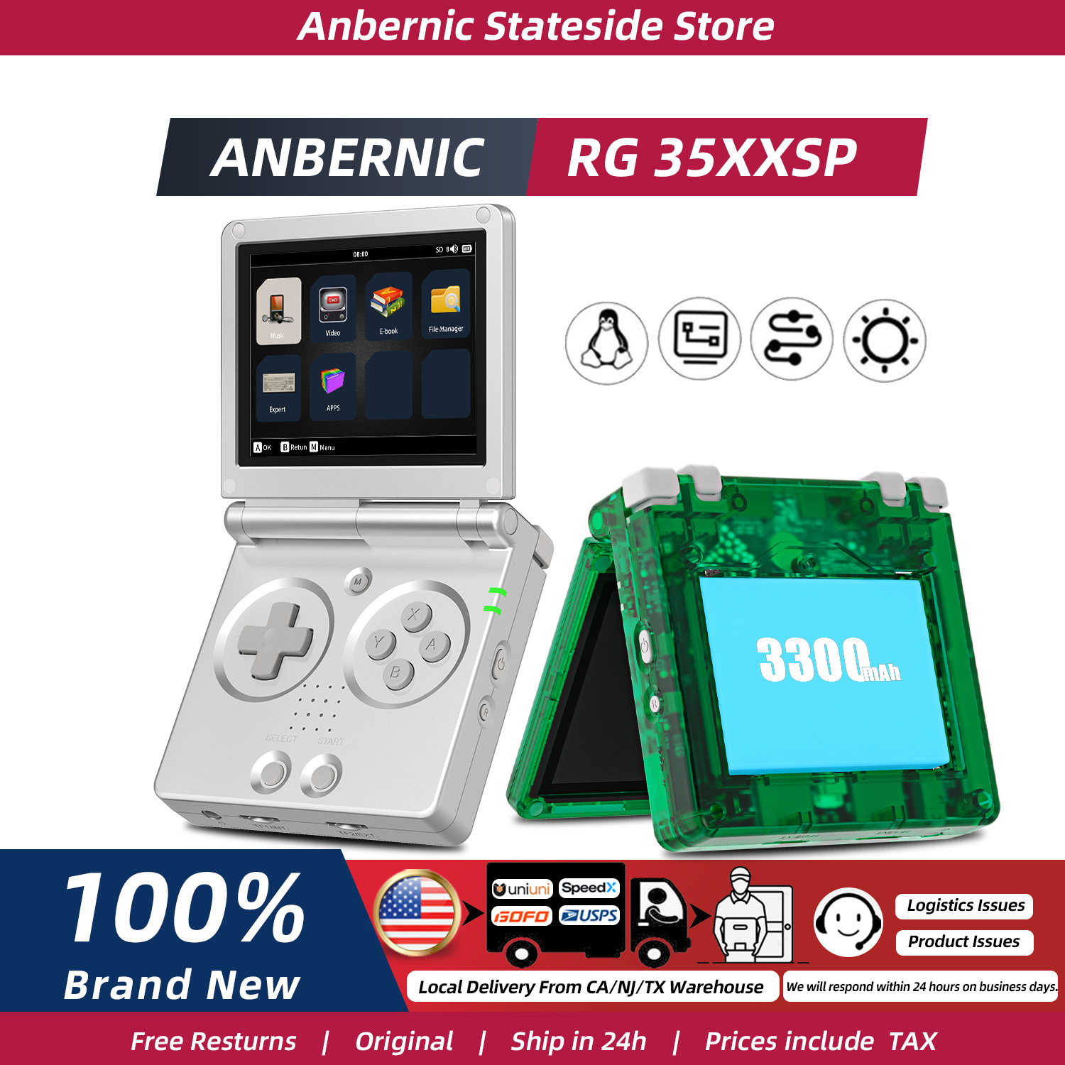 ANBERNIC RG35XXSP FILP 3.5 Inc - Gaming Console 5 Year Old avaliação e preço