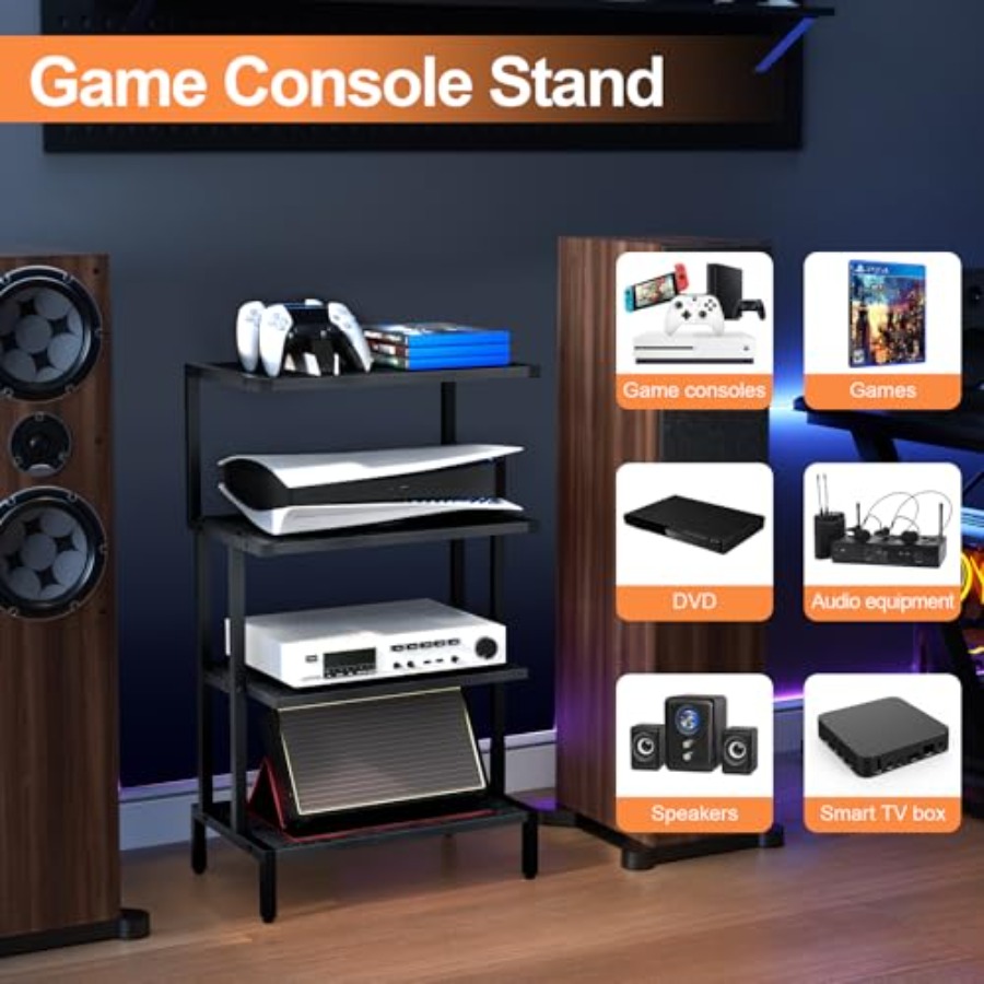 Media Stand Gaming Shelf 4 Tie - Gaming Console Stand avaliação e preço