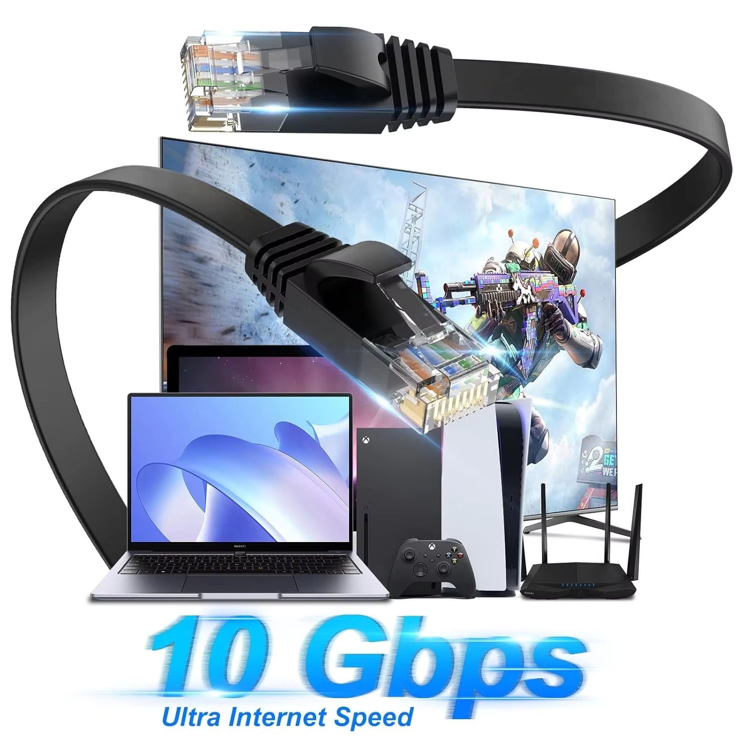 Cat 6 Ethernet Flat Cable, Out - Lan Cable Gaming avaliação e preço